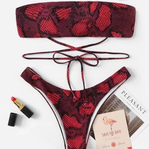 ANIMAL PRINT BANDEAU BIKINI SET